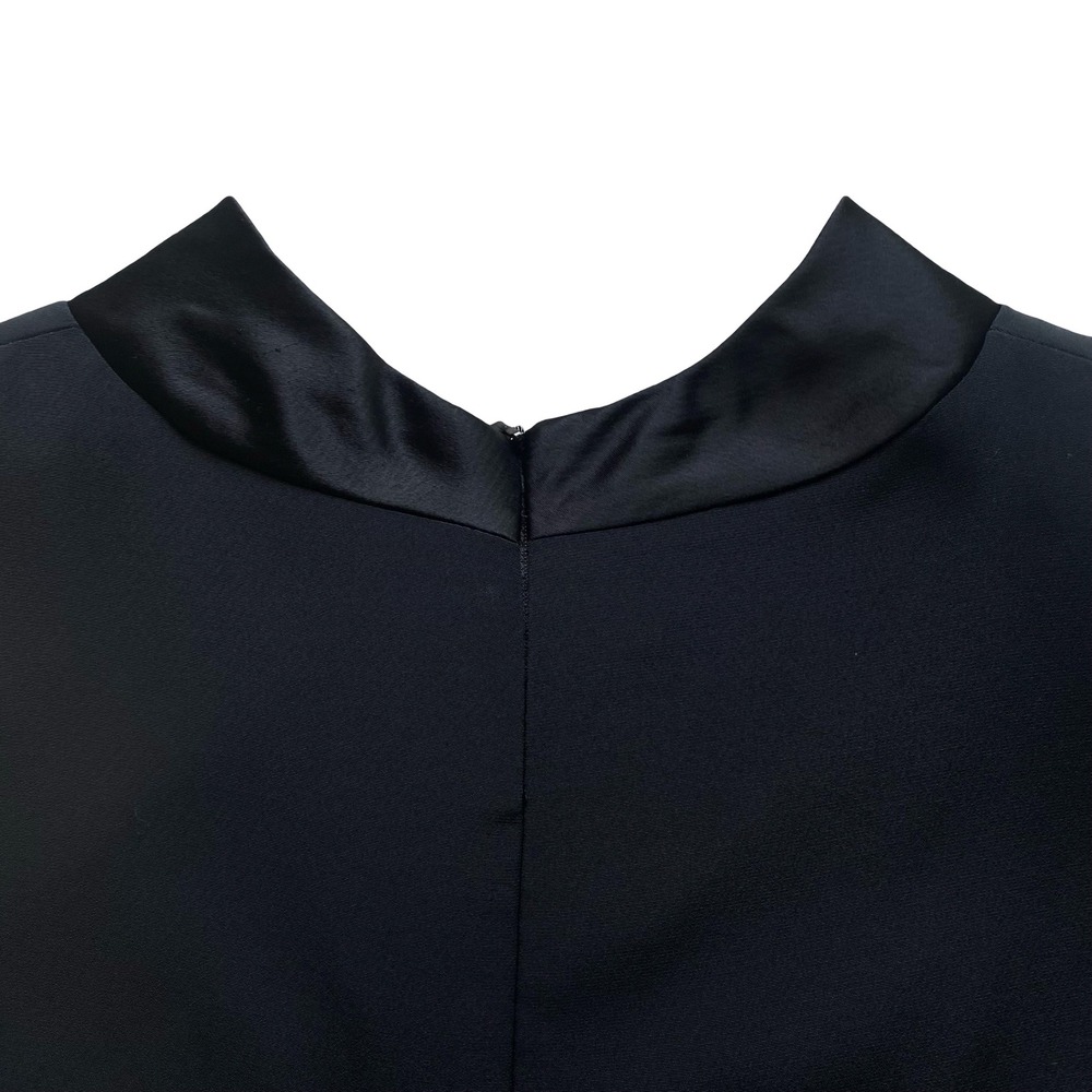 Jones New York Black V Neck Dress Satin Trim Cap Sleeve Women's Size 10 - Picture 6 of 11